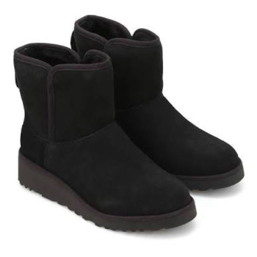 UGG Black Kristin Wedge Suede Boots
